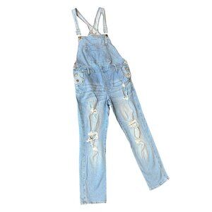 Celebrity Pink Destroyed Distressed Ripped Denim Overalls Sz M Blue #344B